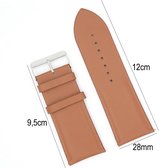 Horlogeband Leer- 28mm Aanzetmaat - Horlogebandje met Gladde Oppervlak + Push Pin - Licht Bruin - Sarzor