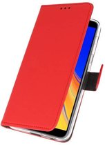 Booktype Telefoonhoesjes - Bookcase Hoesje - Wallet Case -  Geschikt voor Samsung Galaxy J4 Plus - Rood