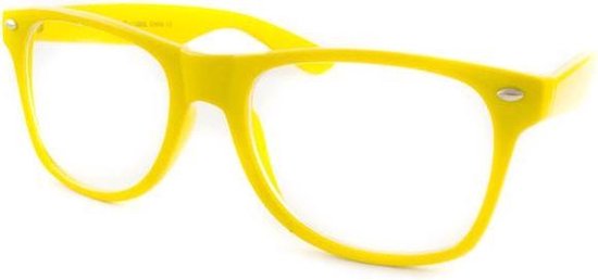 selecteer grip middernacht nerd bril zonder sterkte geel | Nerdbril | bol.com