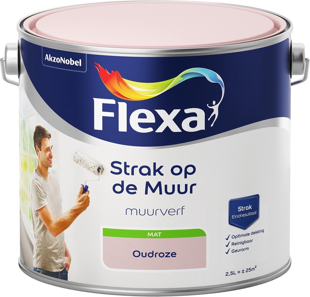 Flexa Strak op de muur Muurverf - Mat - Oudroze - Roze - 2,5 liter - Flexa