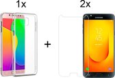 Samsung J7 2017 Hoesje - Samsung Galaxy J7 2018 hoesje siliconen case transparant cover - 2x Samsung J7 2018 Screenprotector