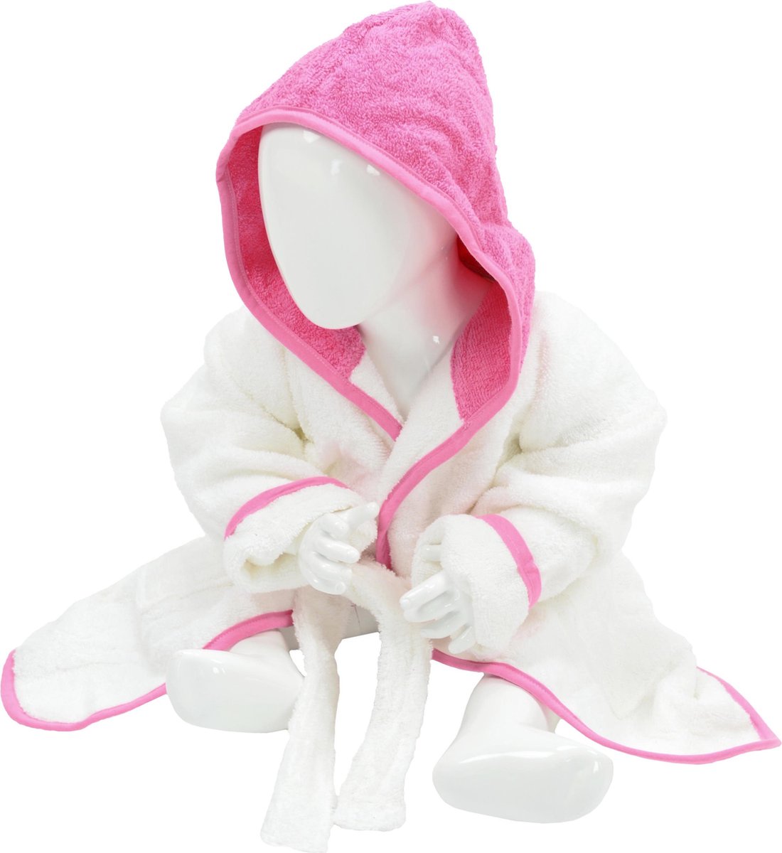 ARTG® Babiezz - Baby Badjas met Capuchon - Wit - Rose - Maat 68-74