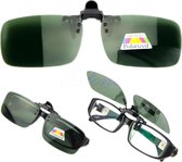 Clip On Voorzet Zonnebril - Rechthoek Model - Donkergroen - Maak van je gewone bril een zonnebril