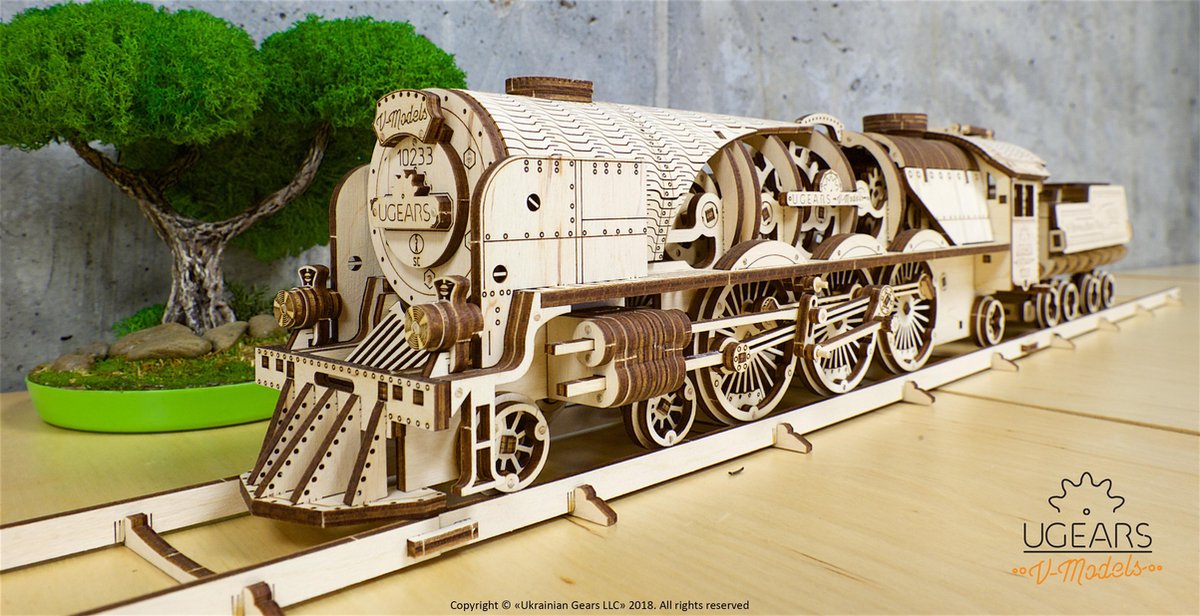UGEARS Houten 3D Model - V-Express Stoomtrein — afbeelding 7