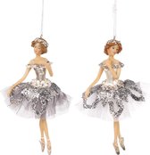 Goodwill Kerstbal-Ballerina Tule Tutu Glitter-2 modellen Zilver LET OP Prijs is per stuk