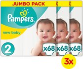 Pampers Premium Protection - Maat 2 (Mini) 4-8 kg - 3x68 Stuks - Luiers
