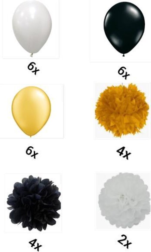 Ballons or / noir et blanc 33 pièces