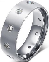 Schitterende Ring met rondom Zirkonia Steentjes| Damesring | Herenring | Jonline | 21,50 mm. Maat 68