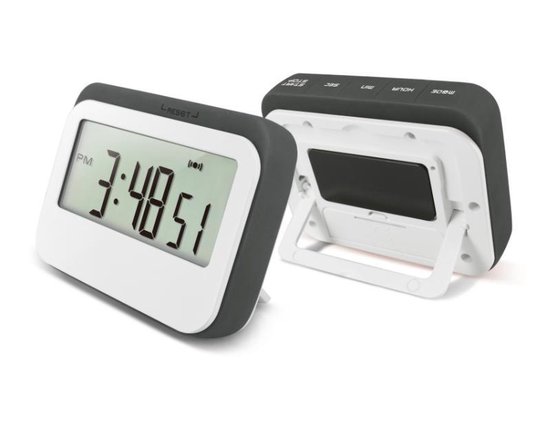 Krumble Digitale Kookwekker - Met digitale klok en alarm - Perfect voor in keuken met magneet en rubberen stootrand - Wit met grijs - Krumble
