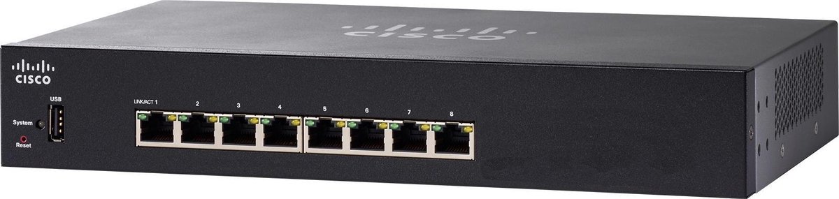 Cisco SG250-08HP Managed L2/L3 Gigabit Ethernet (10/100/1000) Power over Ethernet (PoE) Zwart
