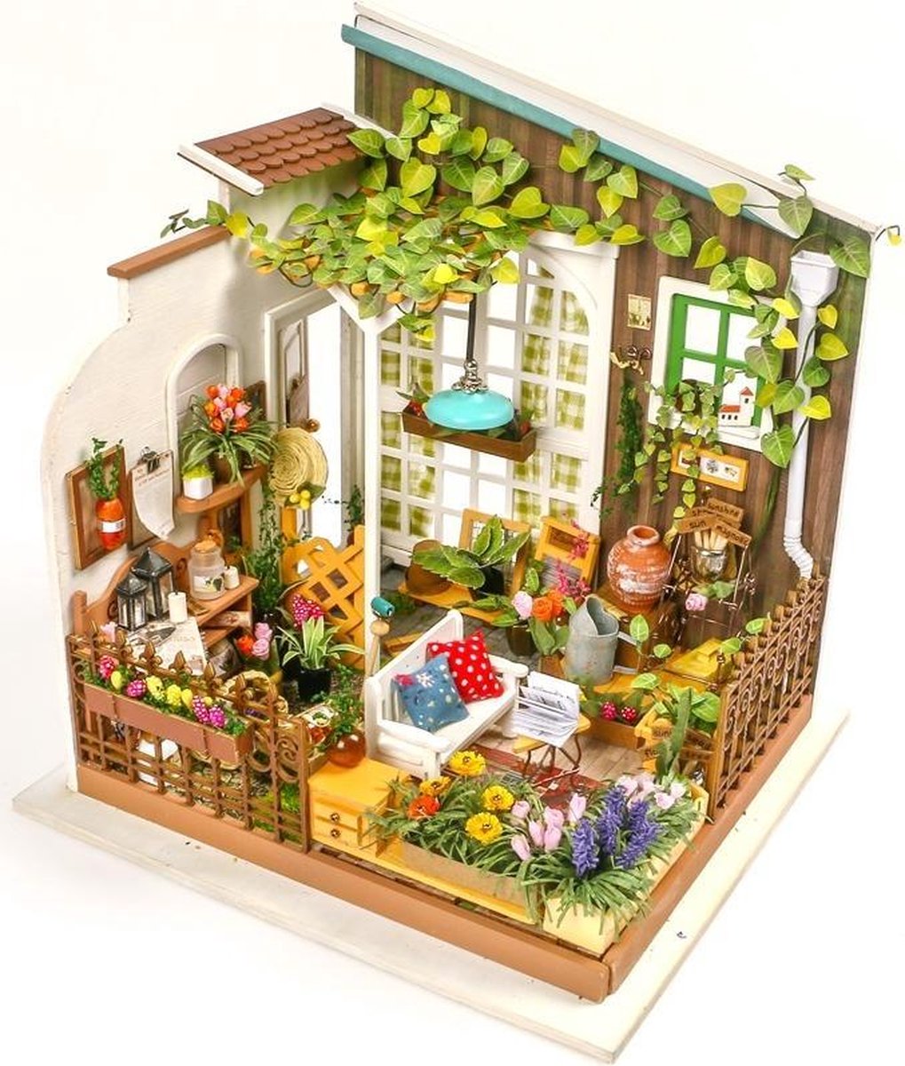 Robotime Millers Tuin DG108 - Houten Modelbouw - Miniatuur Bouwpakket Poppenhuis met LED licht - DIY