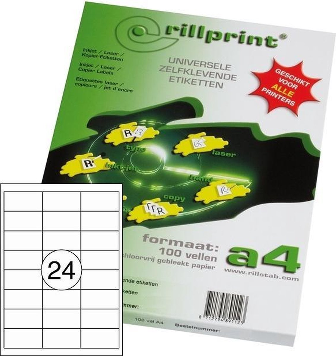 Etiketten Rillprint, Rillstab, 89161, 66x33,8mm, 24 op een vel
