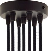 Metalen plafondkap geschikt voor 7 lampen Ø12cm - zwart