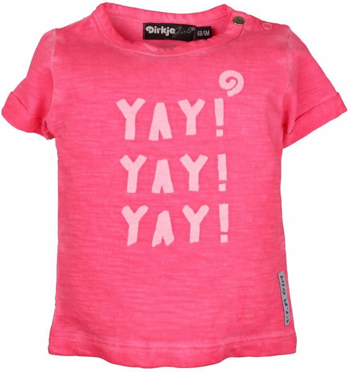 T-shirt YAY! neon rozedirkje -  Maat  116 - Dirkje