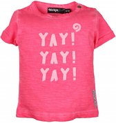 T-shirt YAY! neon rozedirkje -  Maat  116