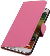 Samsung Galaxy E5 - Effen Design Roze - Book Case Wallet Cover Hoesje