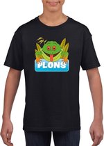 Plons de kikker t-shirt zwart voor kinderen - unisex - kikkers shirt L (146-152)