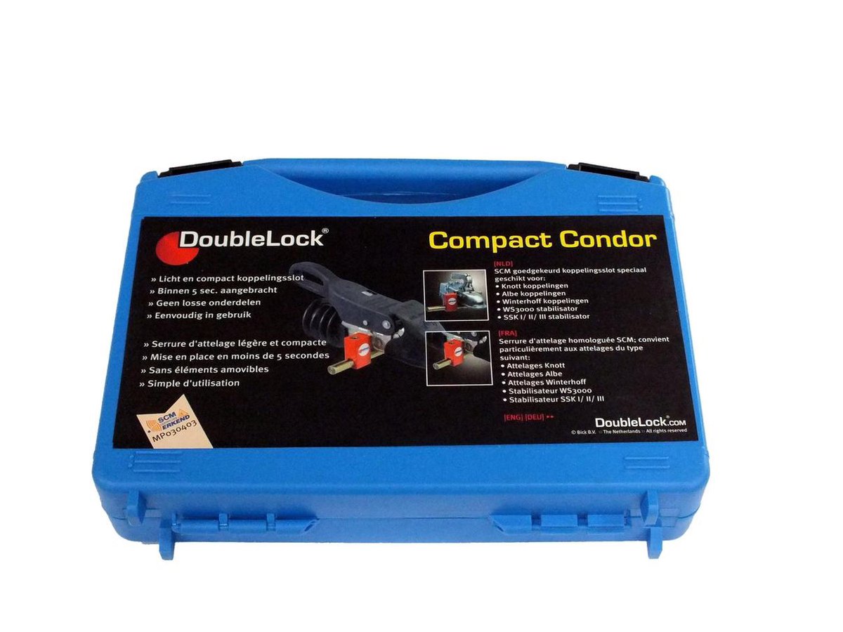 Aanhangwagenslot DoubleLock Compact Condor - SCM gekeurd disselslot