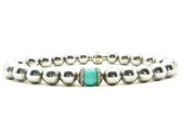 Beaddhism - Armband - Hematiet (RVS Steel colored) - Turquoise 1 - 8 mm - 17 cm