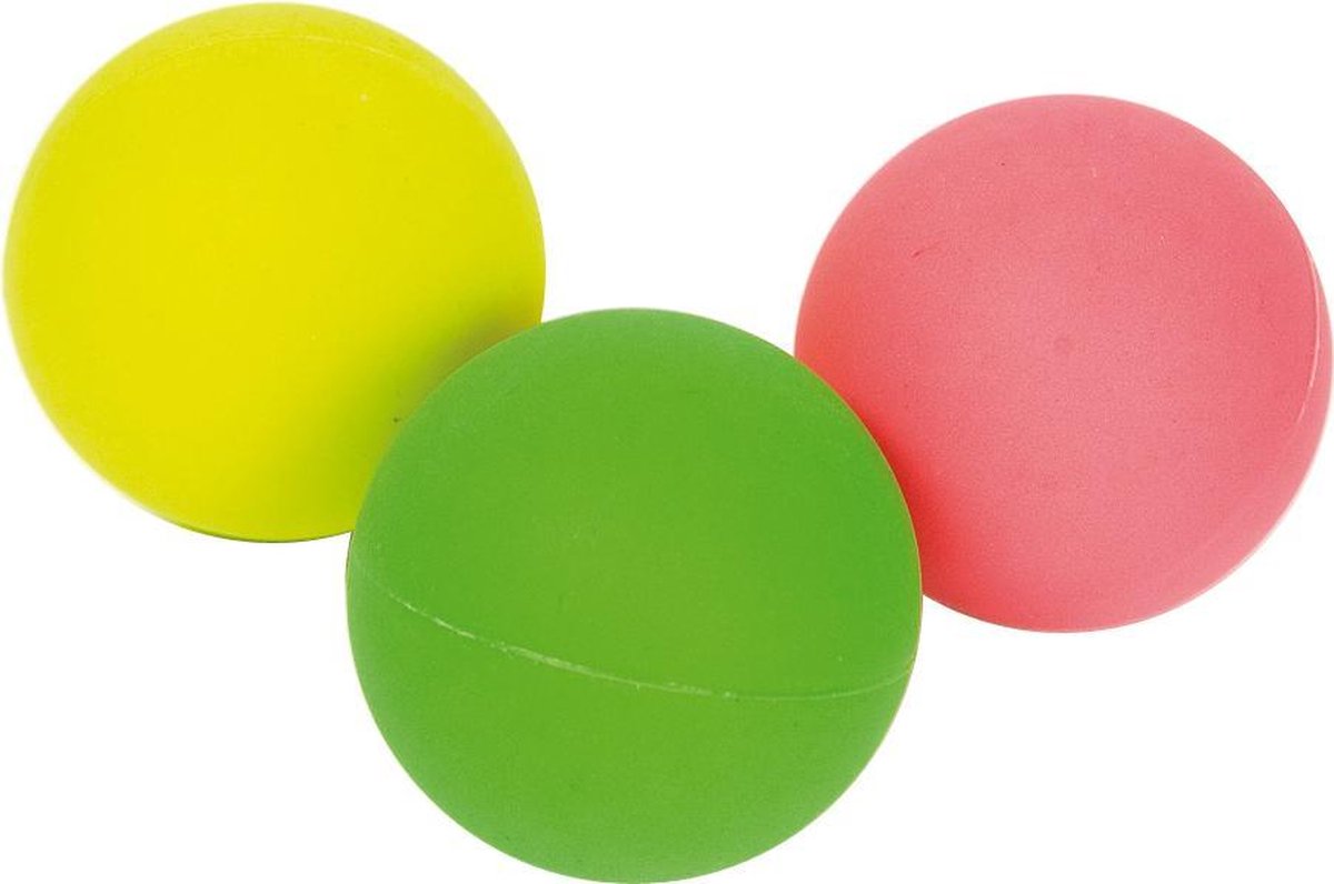 Beachball Ballen Set 3 Stuks – Fluor Roze/Geel/Groen Ø4 cm – Strandspel & Vervangingsballen – Recreatief Spel – Engelhart