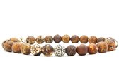 Beaddhism - Armband - Cracked Brown Prayer Stone - Gosha - 8 mm - 22 cm