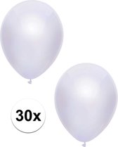 30x Witte metallic ballonnen 30 cm - Feestversiering/decoratie ballonnen wit