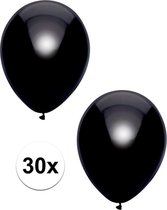 30x Zwarte metallic ballonnen 30 cm - Feestversiering/decoratie ballonnen zwart