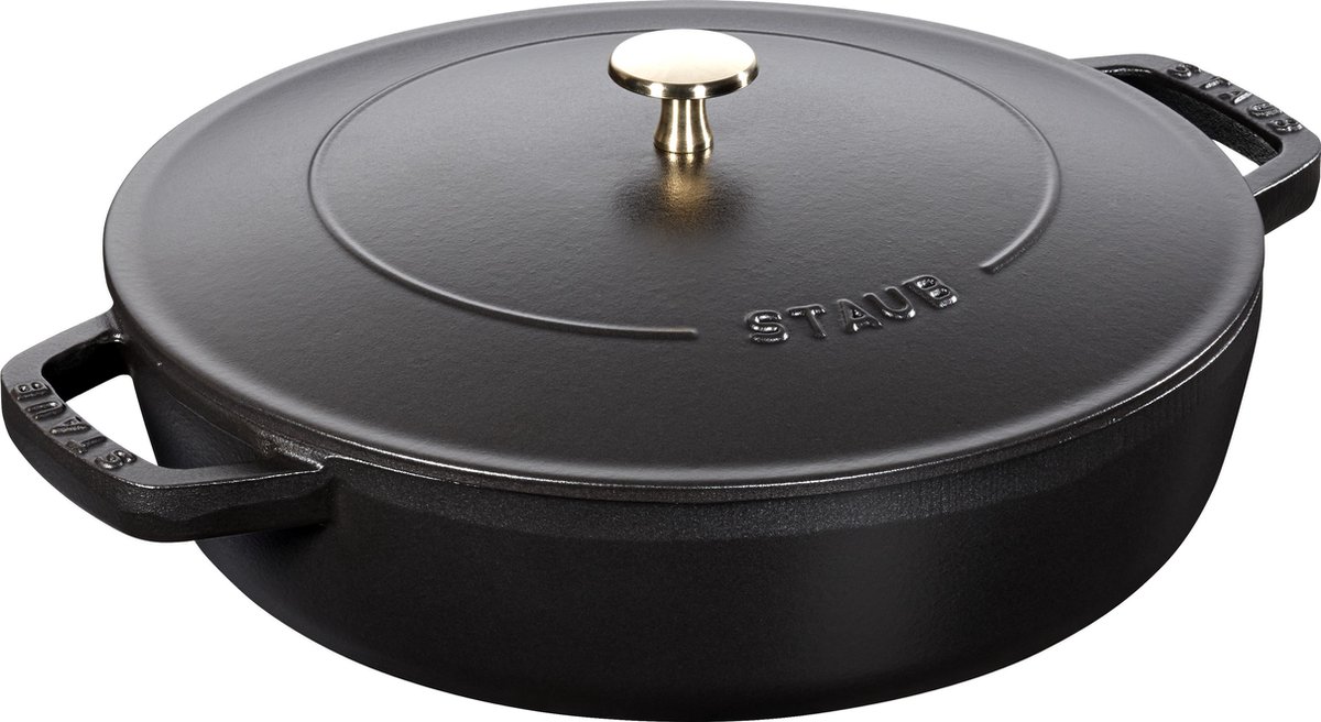 Staub Sauteerpan met" Chistera drop structure" 28 cm - zwart