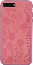 Luxe 3D Mickey Mouse Back Cover voor Apple iPhone 7 Plus - iPhone 8 Plus - Hoogwaardig PU Leer - Soft Case - Roze TPU Hoesje