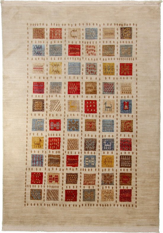 Vloerkleed Frame Vloerkleed met Carré Prent 170X120 cm Cream