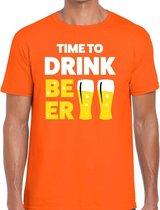 Time to Drink Beer tekst t-shirt oranje heren - heren shirt Time to Drink Beer - oranje kleding XXL