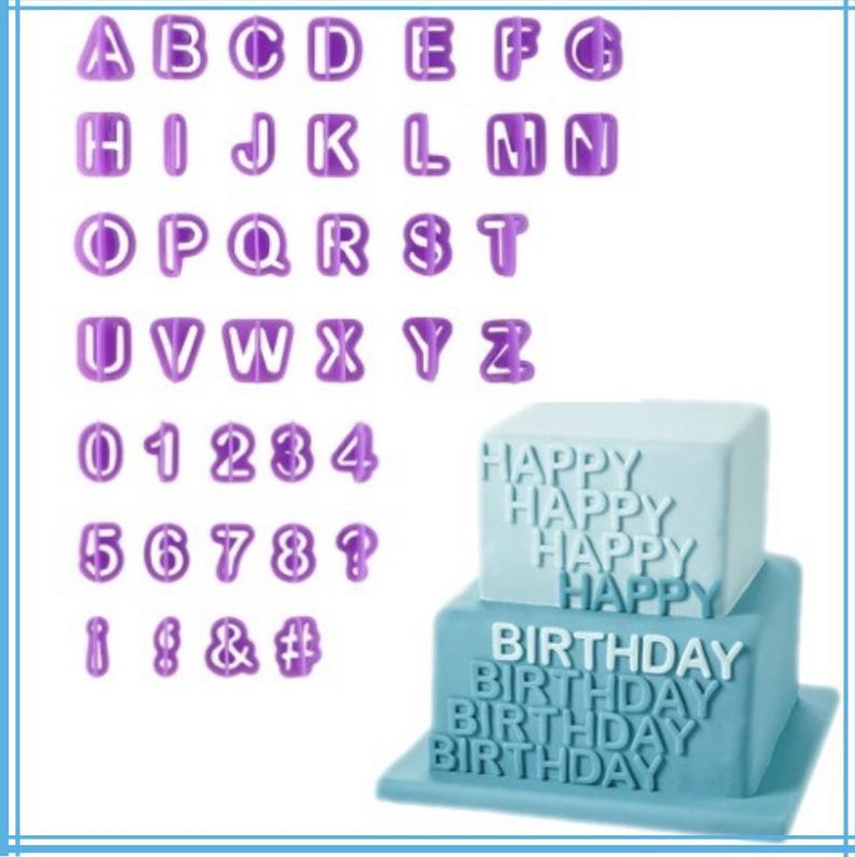 Set 40 delig – Alfabet fondant uitstekers - ABC - Uitsteekvormen
