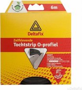 Deltafix. Model-146. O-Profiel. PCV. Tocht-Strip. Bruin. Tocht-band. 9 mm. Breed. 6-mm. Dik. 2 x 3 meter.Zelf-Klevend.