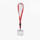 Rood keycord met badge-/pashouder, per stuk