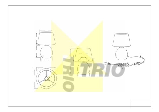 Reality, Lampe de table, Luxor 1xE27, max.60,0 W Textile, Blanc, Luminaire: Céramique, argent Ø: 24,0cm, H: 35,0cm Interrupteur sur cordon, Sans source de lumière