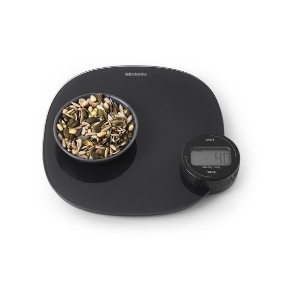 Brabantia Tasty+ Keukenweegschaal Digitaal - geen Batterij nodig - Dark Grey