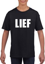 Lief tekst t-shirt zwart kinderen M (134-140)