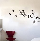 Vogelstickers - Vogels op tak _ wanddecoratie - Anti-inslag sticker vogels - Afmeting L59 x B25,5 cm