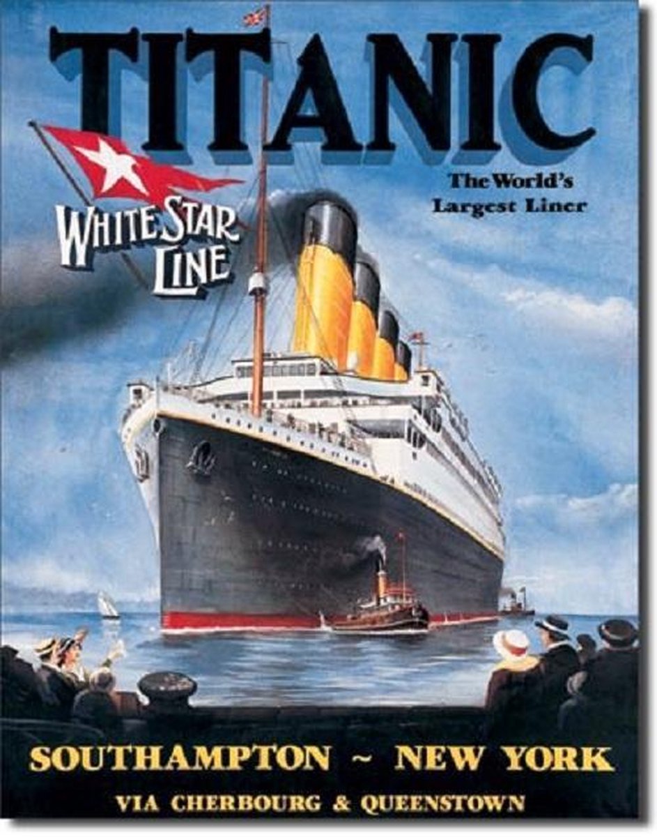 Titanic - White Star Metalen wandbord 31,5 x 40,5 cm.