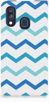 Smart Cover Geschikt voor Samsung A40 Zigzag Blauw