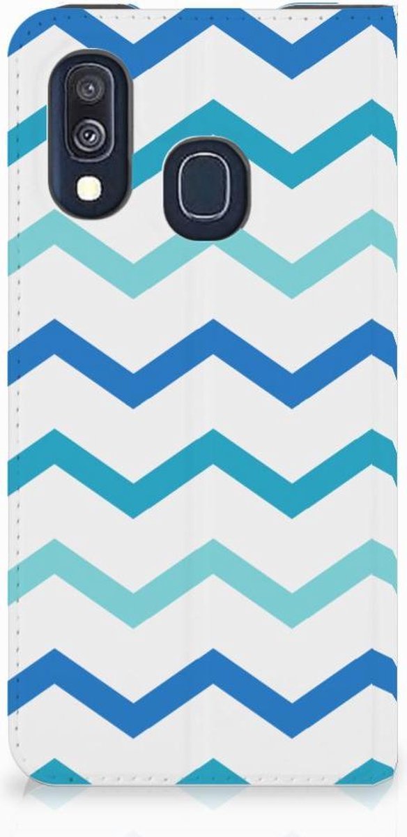 Samsung Galaxy A40 Hoesje met Magneet Zigzag Blauw