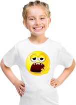 Smiley/ emoticon t-shirt moe wit kinderen XS (110-116)