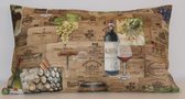 By Eef - sierkussenhoes - 40x65 - handgemaakt, wijnflessen, druiventrossen, wijn