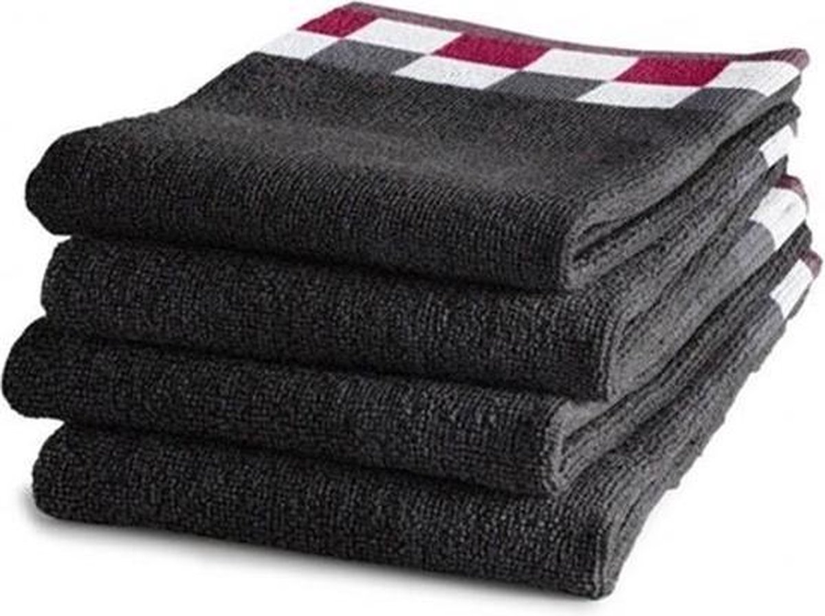 DDDDD - Carre - 6x Keukendoek - Set van 6 - Keukenhanddoeken - 50x55cm - Antraciet