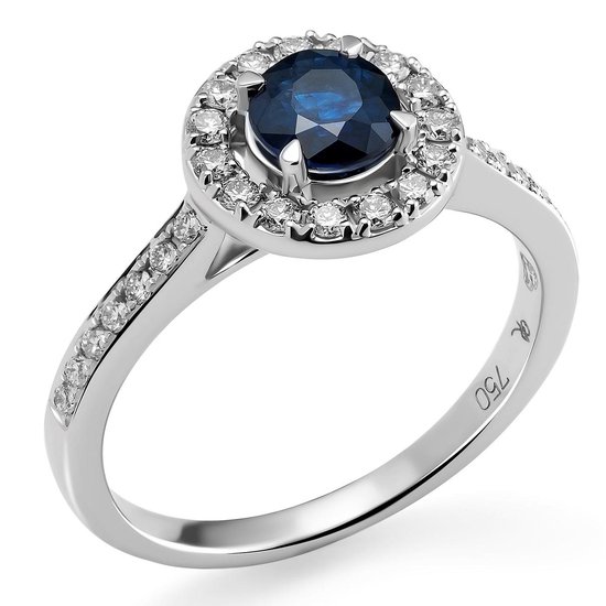 Orphelia RD-3916/SA/54 - Ring - Goud 18 kt - Diamant 0.3 ct / Saffier 0.72 ct - 17.25 mm / maat 54