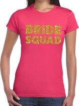 Bride Squad gouden glitter tekst t-shirt roze dames - dames shirt Bride Squad - Vrijgezellenfeest kleding XL