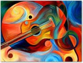Graphic Message - Tuinschilderij op Outdoor Canvas - Gitaar - Gitarist - Muziek - Kleurrijk Buiten