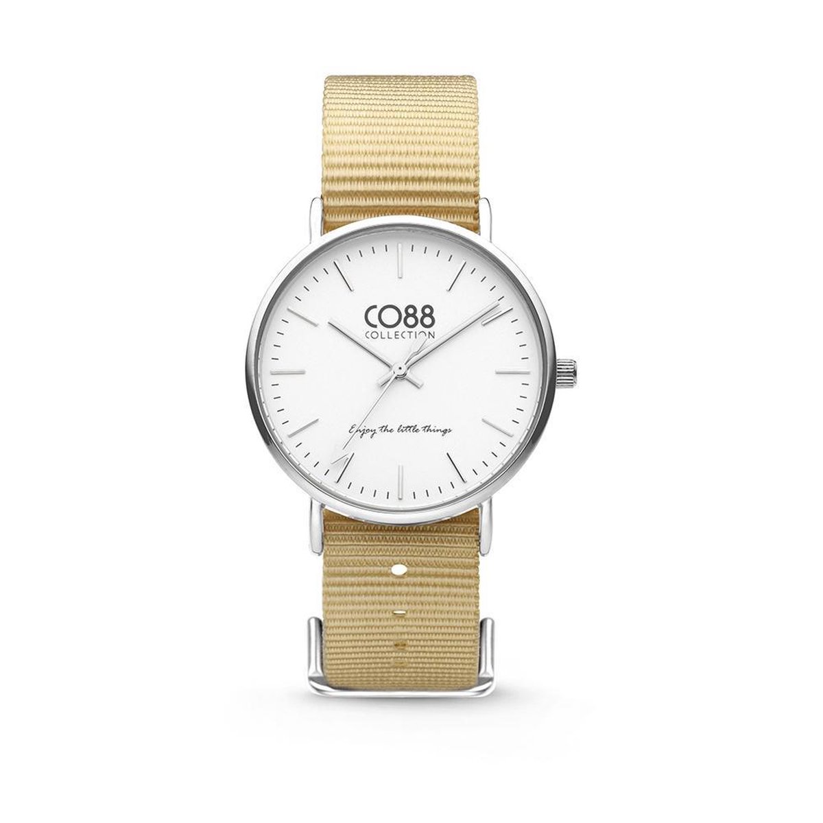 CO88 Collection Horloges 8CW 10024 Horloge met Nato Band - Ø36 mm - Beige - Zilverkleurig