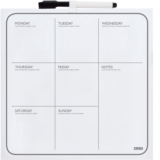 Tableau blanc avec planning mensuel effaçable à sec - 35x35 - ON