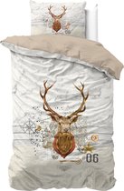 Dreamhouse - Eenpersoons Dekbedovertrek Christmas Deer 140x200 cm - 100% katoen - Dekbedovertrek met kussensloop